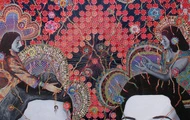 <p>72" x 54" Acrylic, Pins and Photo Collage on Canvas 2016</p>